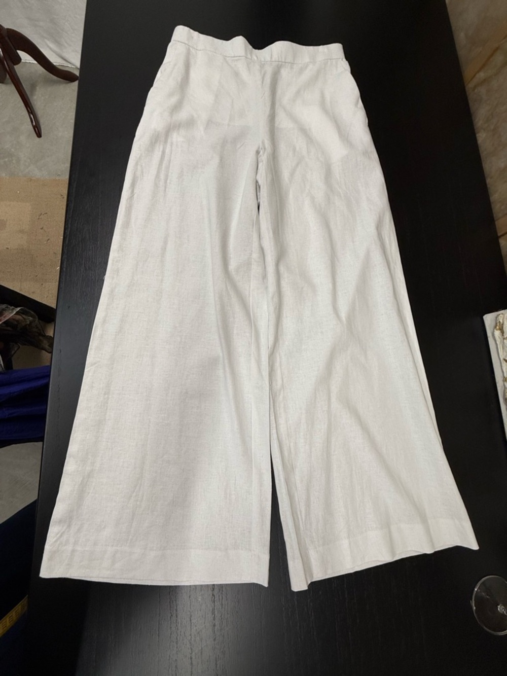 Ann Taylor Factory White Wide-Leg Linen-Blend Pants NWT